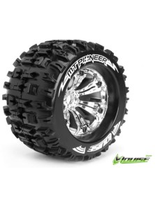 LOUISE RC - GOMME MT-PIONEER 3.8   2pz 1/8 CERCHI CROMO PER MONSTER TRUCK