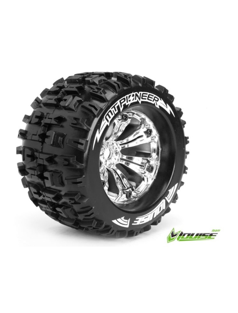 LOUISE RC - GOMME MT-PIONEER 3.8   2pz 1/8 CERCHI CROMO PER MONSTER TRUCK