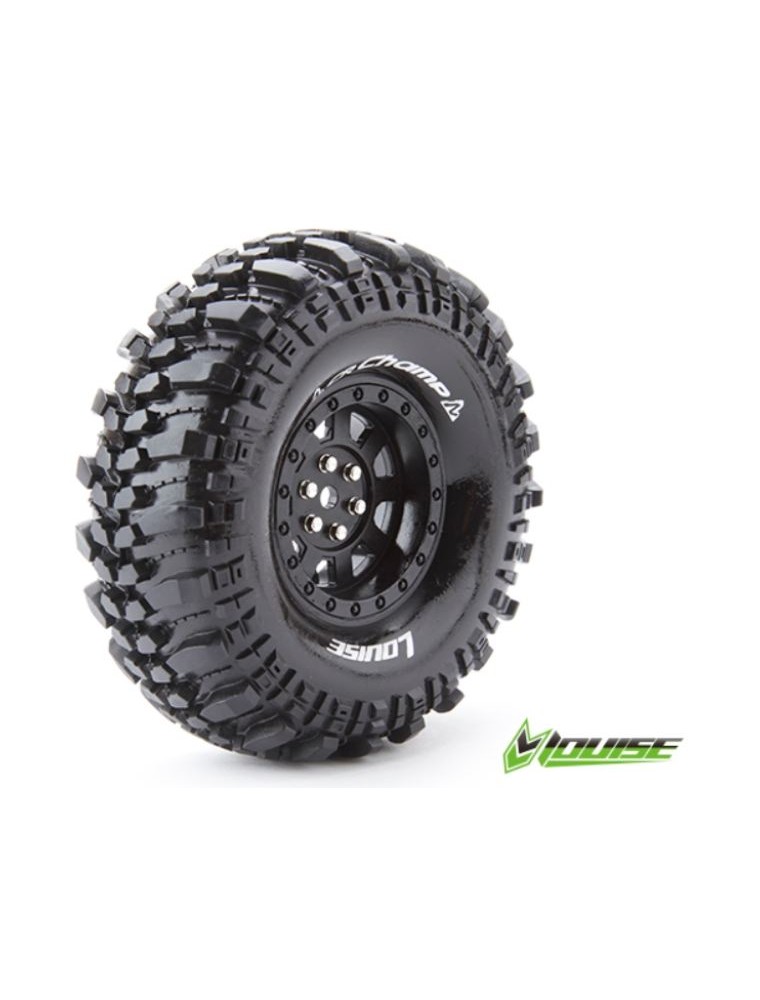 LOUISE RC - Gomme + cerchi neri 1.9 CR-Champ 121mm 2pz 1/10 per crawler	