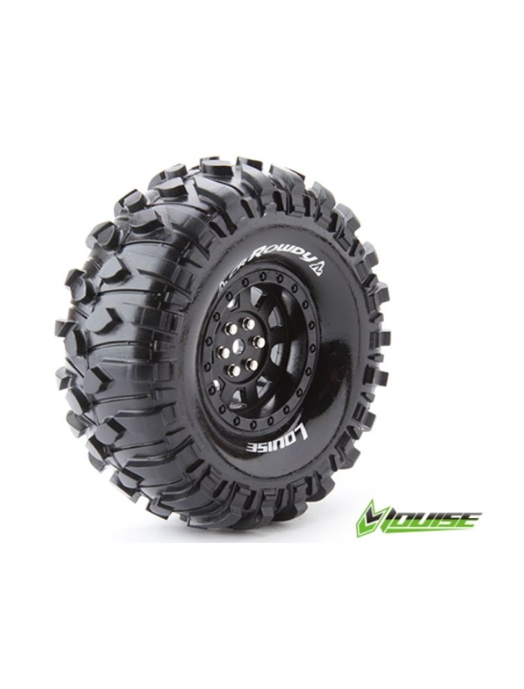 LOUISE RC - Gomme + cerchi neri 1.9 CR-Rowdy 121mm 2pz 1/10 per crawler	