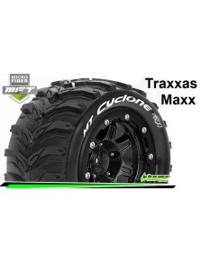 LOUISE RC - Gomme MT-Cyclone MFT telate Traxxax MAXX 1/10 incollate su cerchi