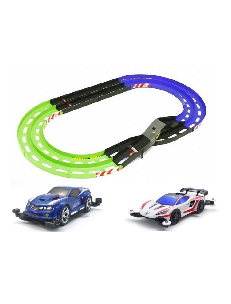 Tamiya - PISTA OVALE CON PONTE  MINI4WD 10mt A 2 CORSIE 216x120cm