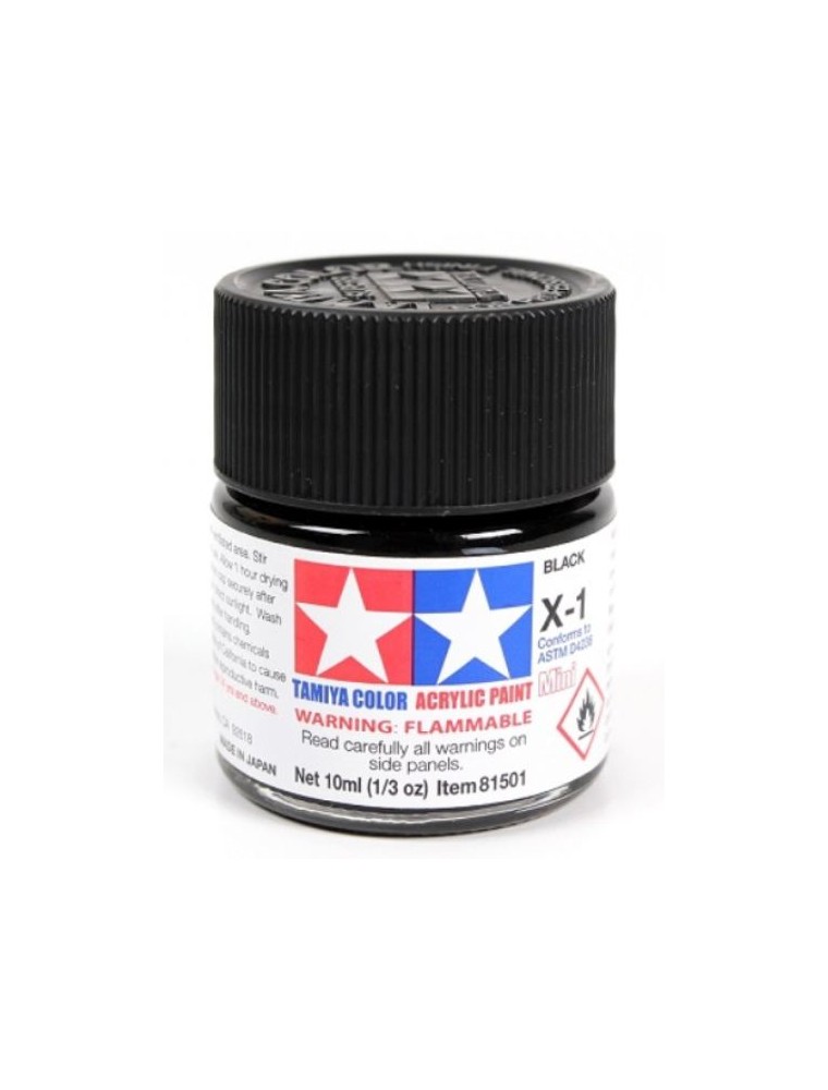 Tamiya - Colore acrilico X-1 Black 6pz da 10ml lucido