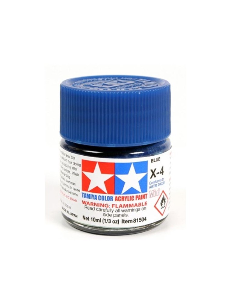 Tamiya - Colore acrilico X-4 Blue 6pz da 10ml  lucido