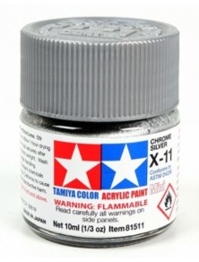 Tamiya - Colore acrilico X-11 Chrome Silver 6pz da 10ml  lucido