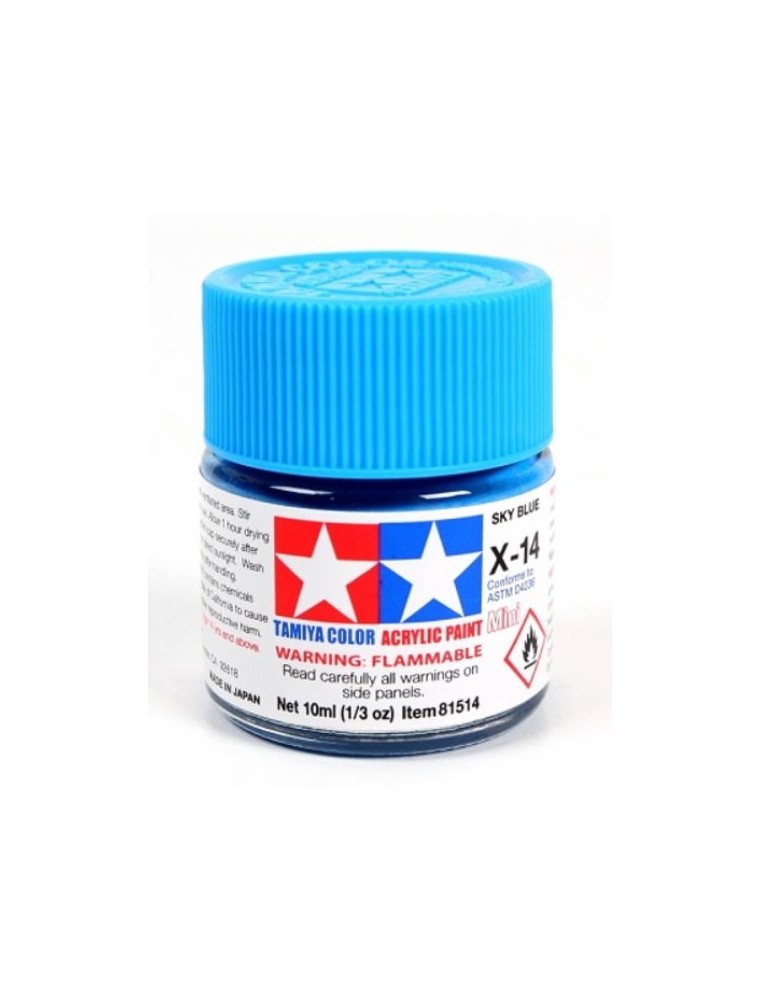 Tamiya - Colore acrilico X-14 Sky Blue 1pz da 10ml  lucido