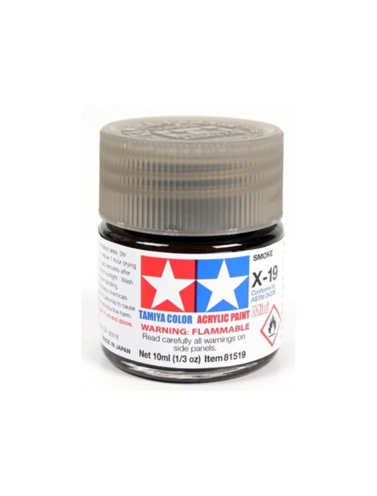 Tamiya - Colore acrilico X-19 Smoke 6pz da 10ml  lucido