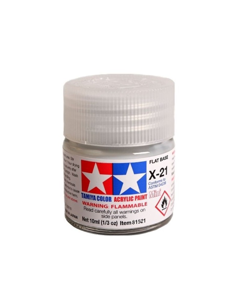 Tamiya - Colore acrilico X-21 Flat Base 6pz da 10ml base opaca