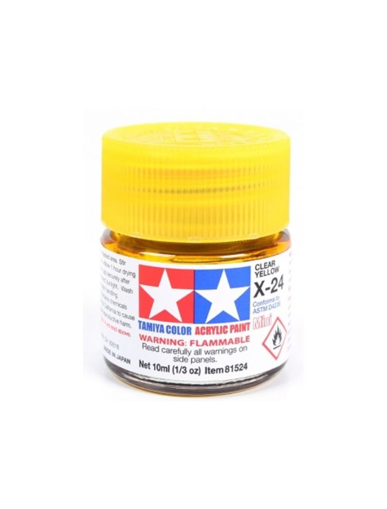 Tamiya - Colore acrilico X-24 Clear Yellow 6pz da 10ml trasparente  lucido