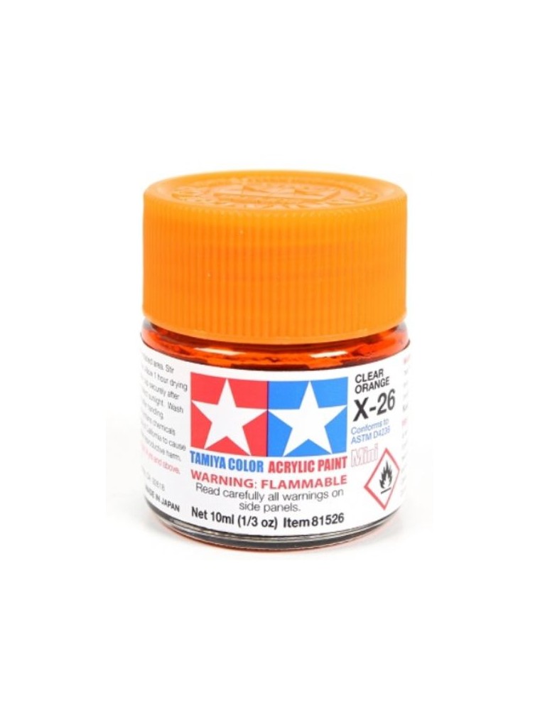 Tamiya - Colore acrilico X-26 Clear Orange 6pz da 10ml  trasparente lucido