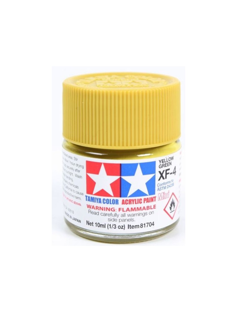 Tamiya - Colore acrilico XF-4 Yellow Green 1pz da 10ml  opaco