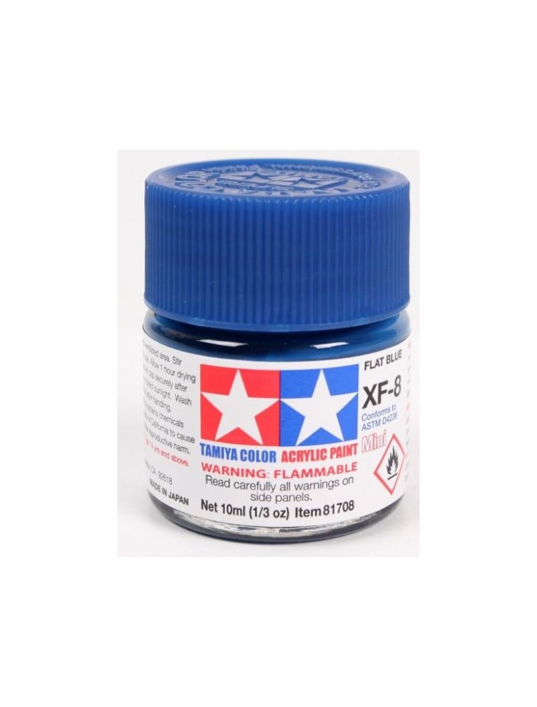 Tamiya - Colore acrilico XF-8 Flat Blue 1pz da 10ml  opaco