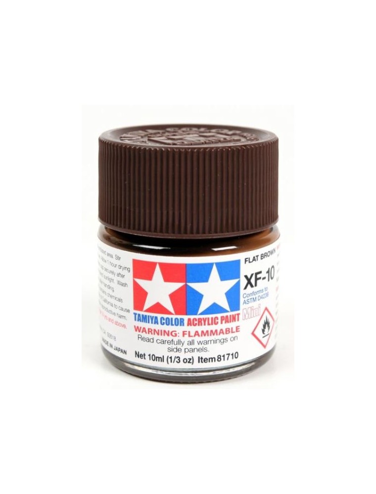 Tamiya - Colore acrilico XF-10 Flat Brown 6pz da 10ml  opaco