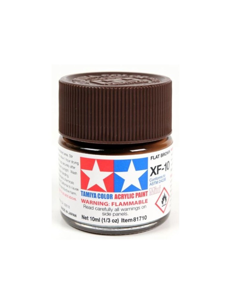 Tamiya - Colore acrilico XF-10 Flat Brown 1pz da 10ml  opaco