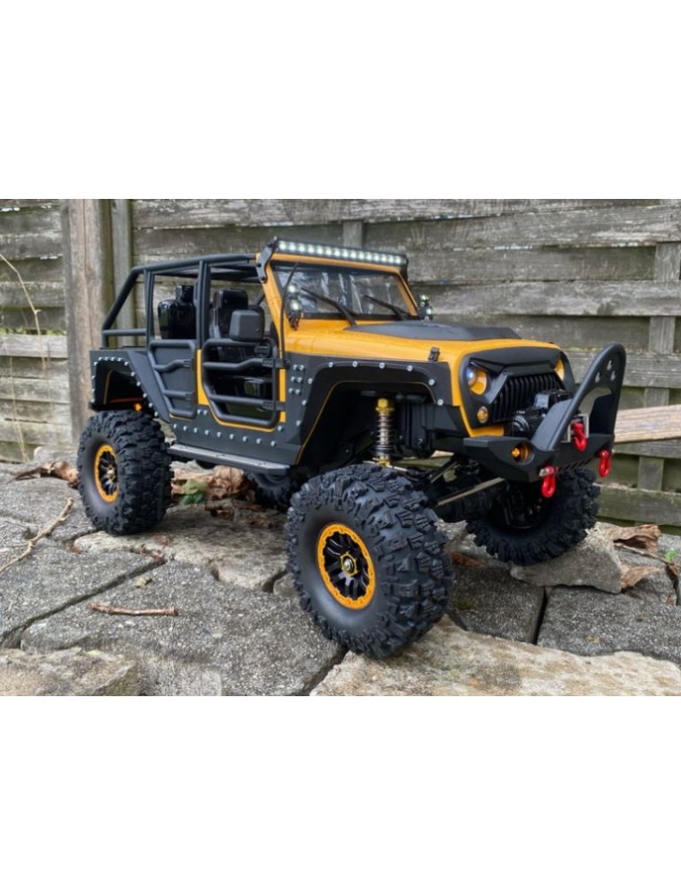 DFmodels - JEEP Wrangler giallo JKU 2.8 Scaler 1/10 DF-4S con cambio e verricello