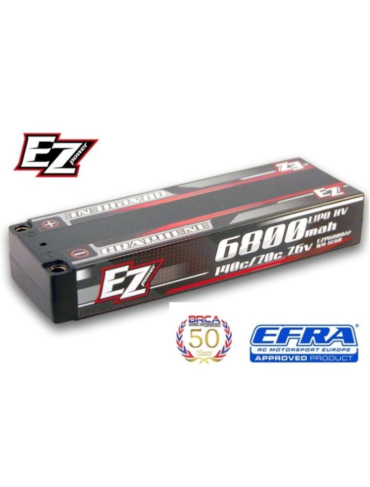 EZ-power - LiPo HV 7,6v LCG 6800mAh 2s 70/140C graphene fori da 5mm Efra