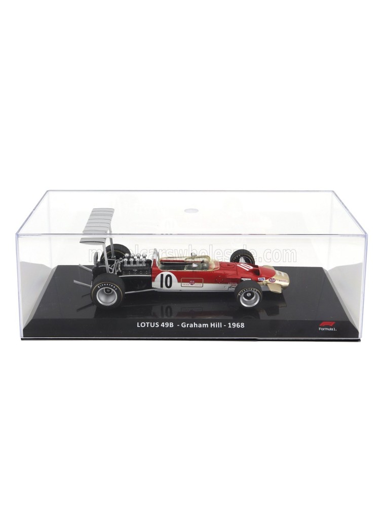 LOTUS - F1  TYPE 49B N 10 WORLD CHAMPION SEASON 1968 GRAHAM HILL - CON VETRINA - WITH SHOWCASE - RED WHITE GOLD