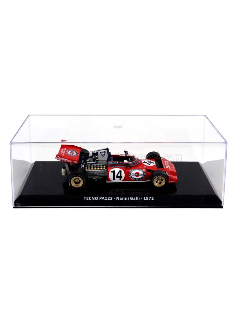 TECNO - F1  PA123 TEAM MARTINI RACING N 14 SEASON 1972 NANNI GALLI - CON VETRINA - WITH SHOWCASE - RED