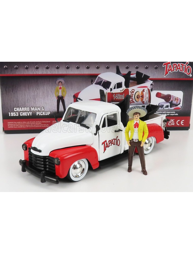 CHEVROLET - CHEVY PICK-UP TAPATIO 1953 WITH CHARRO FIGURE - WHITE RED