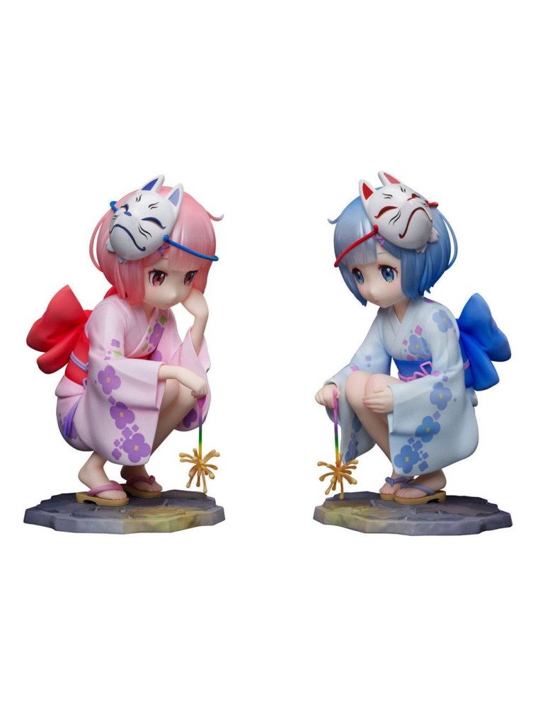 Re:zero -starting Life In Another World- Pvc Statuas 1/7 Rem & Ram Childhood Summer Memories 11 Cm Furyu