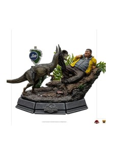 Jurassic Park Art Scale Statua 1/10 Dennis Nedry Meets The Dilophosaurus 21 Cm Iron Studios