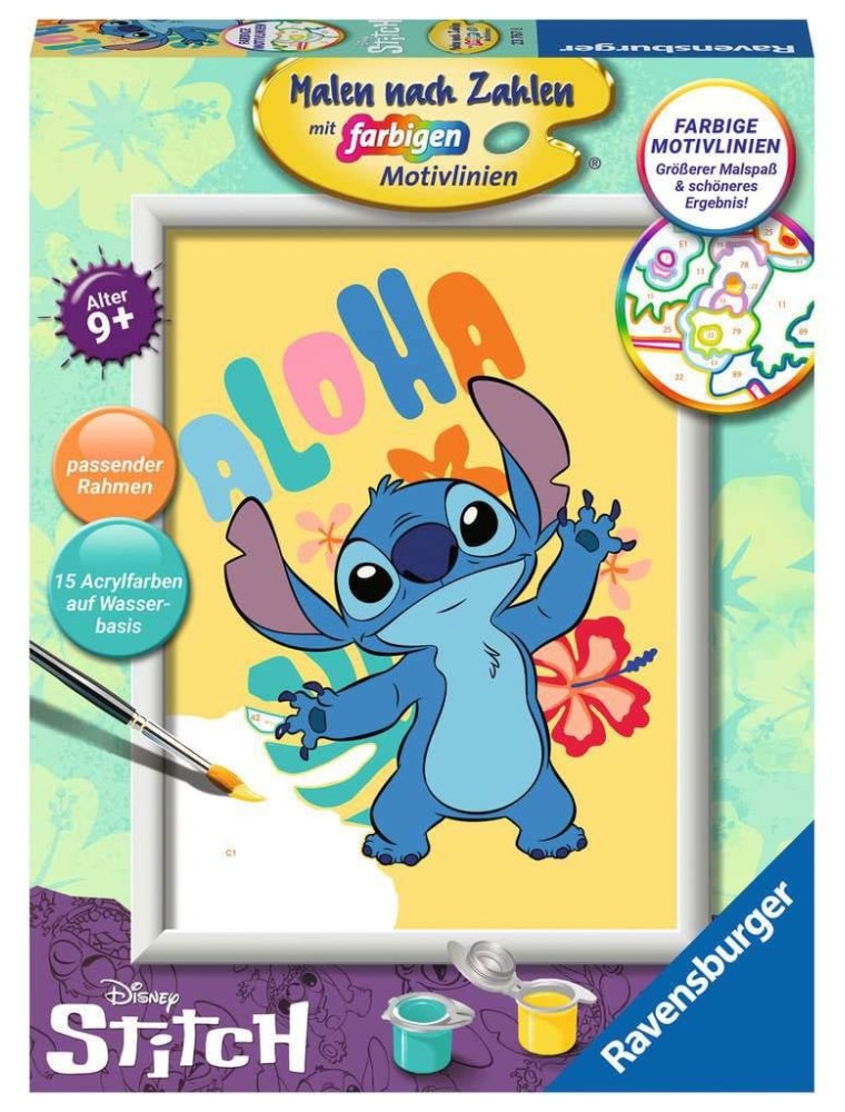 Disney Paint By Numbers Painting Set Aloha Stitch 18 X 24 Cm *German Edition* Ravensburger