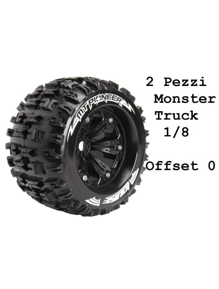 LOUISE RC - GOMME MT-PIONEER 3.8   2pz 1/8 CERCHI NERI PER MONSTER TRUCK