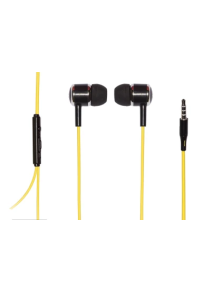 Auricolari Con Microfono, Plug 3,5 Mm, Cavo Mt 1,2 Filo Giallo E Cuffie Nere-Argento