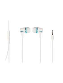 Auricolari Con Microfono, Plug 3,5 Mm, Cavo Mt 1,2 Cavo Bianco E Cuffie Bianco-Blu