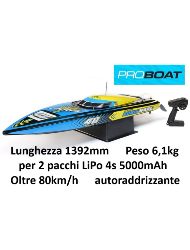 Pro Boat - Scafo Super Sonicwake 48 8S oltre 80km/h montato con radio