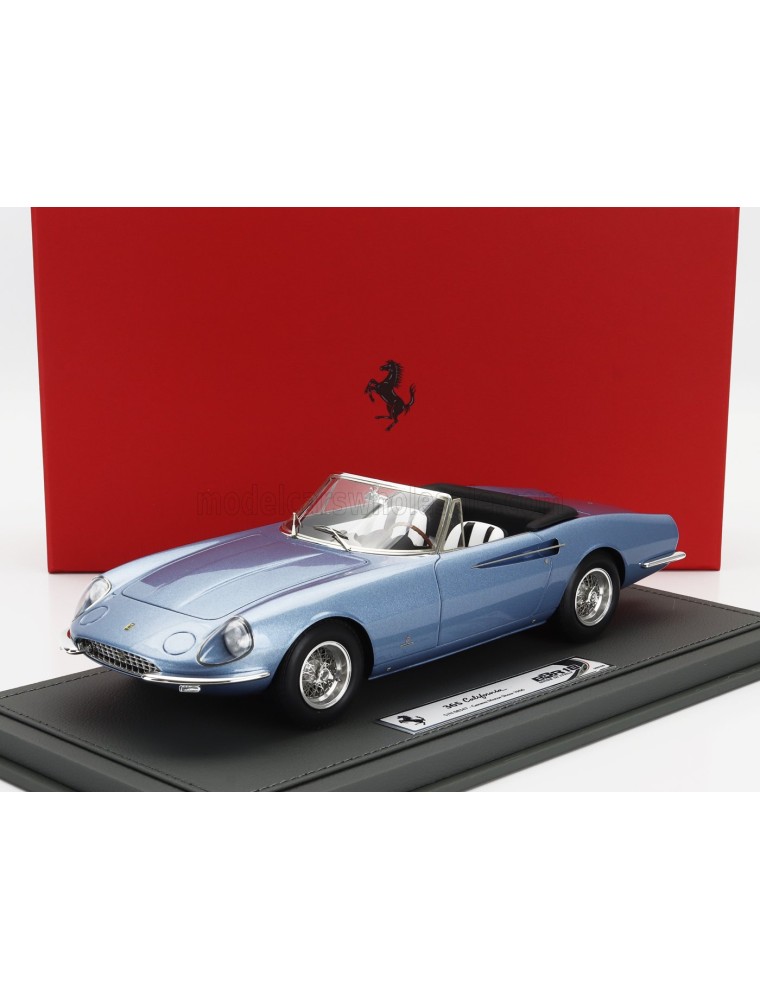 FERRARI - 365 CALIFORNIA s/n08347 SPIDER CABRIOLET GENEVE MOTORSHOW 1966- CON VETRINA - WITH SHOWCASE - LIGHT BLUE MET