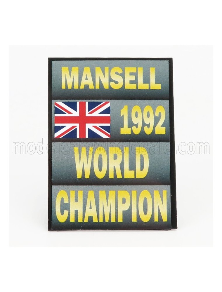 ACCESSORIES - F1  WORLD CHAMPION PLATE PIT BOARD - WILLIAMS FW14B RENAULT N 5 SEASON 1992 NIGEL MANSELL - GREY BLACK YELLOW