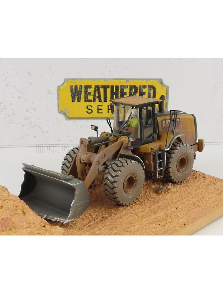 CATERPILLAR - CAT966M RUSPA GOMMATA - SCRAPER TRACTOR WEATHERED MEDIUM WHEEL LOADER - YELLOW BLACK