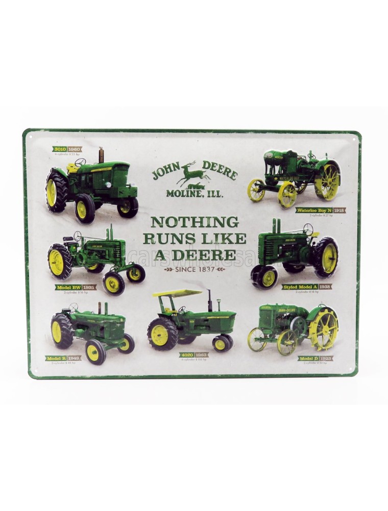 ACCESSORIES - 3D METAL PLATE - JOHN DEERE CHART - GREEN YELLOW