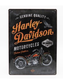 ACCESSORIES - 3D METAL PLATE - HARLEY DAVIDSON TIMELESS TRADITION - BLACK ORANGE