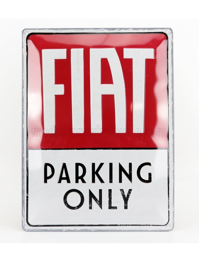 ACCESSORIES - 3D METAL PLATE - FIAT PARKING ONLY - RED WHITE