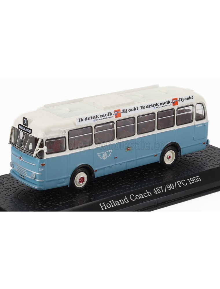 HOLLAND - COACH 457/90/PC AUTOBUS 1955 - DAMAGE DISPLAY BOX - LIGHT BLUE WHITE