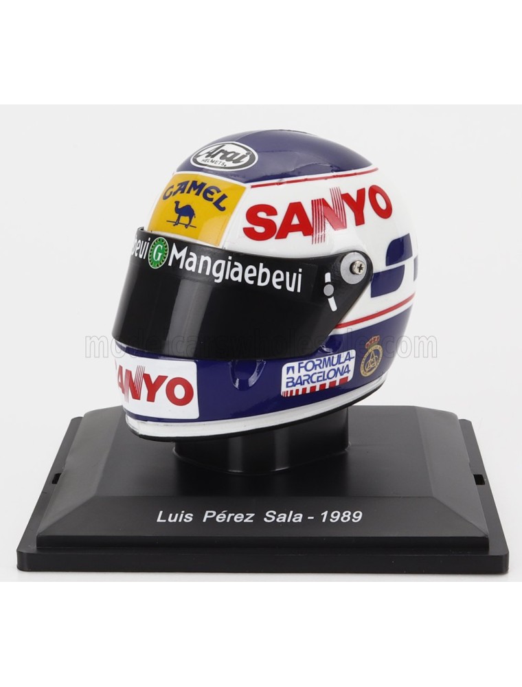 HELMET - F1  CASCO - MINARDI M189 N 24 SEASON 1989 LUIS PEREZ SALA - WHITE BLUE YELLOW - 1/5