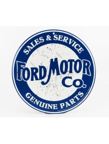 ACCESSORIES - METAL PLATE - FORD MOTOR CO. SALES & SERVICE - BLUE WHITE