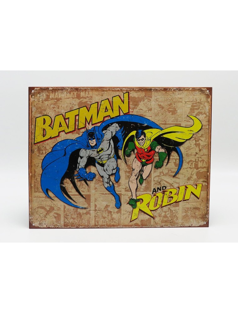 ACCESSORIES - METAL PLATE - BATMAN AND ROBIN - BROWN BLUE YELLOW