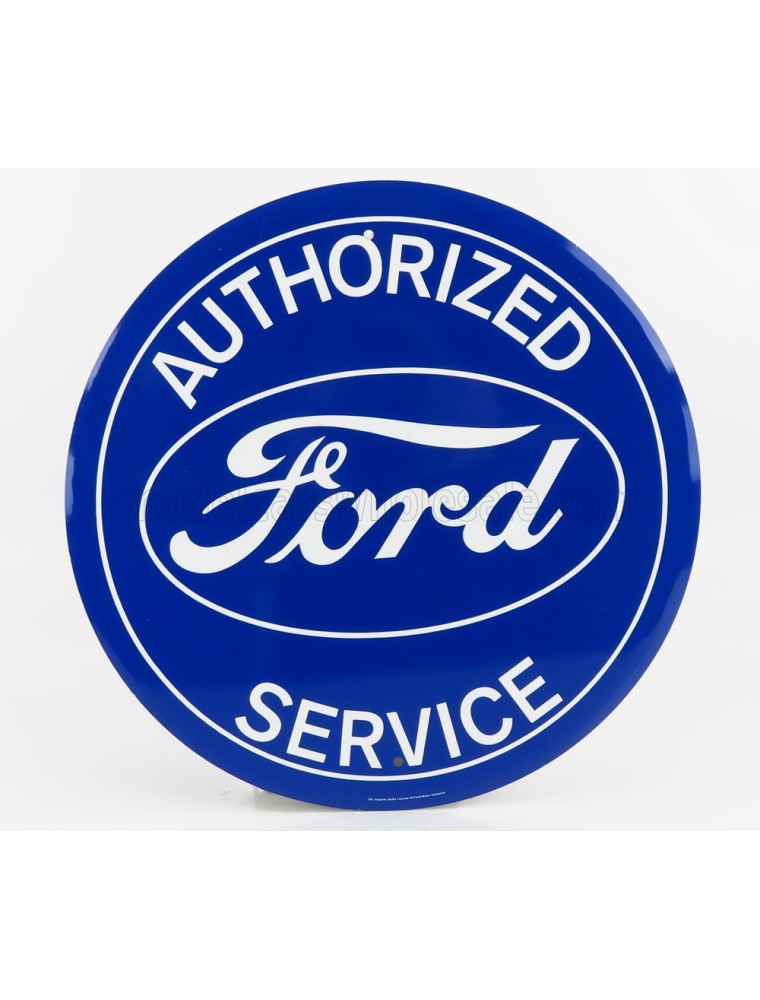 ACCESSORIES - METAL ROUND PLATE - FORD AUTHORIZED SERVICE - BLUE WHITE