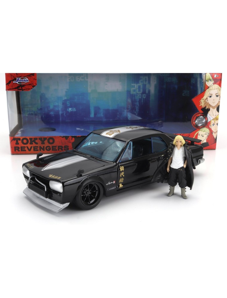 NISSAN - SKYLINE GT-R 1971 WITH MIKEY FIGURE - TOKYO REVENGERS - BLACK