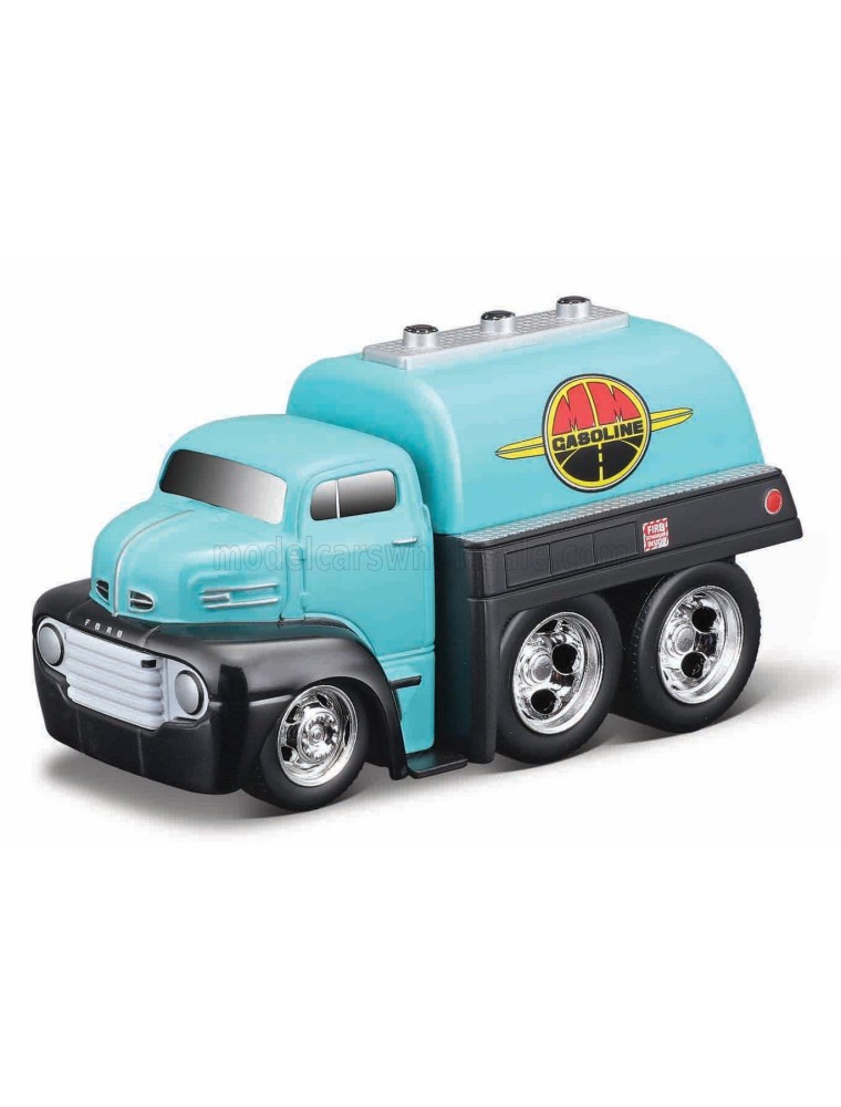 FORD USA - COE FUEL TANKER TRUCK GASOLINE 3-ASSI CUSTOM 1950 - LIGHT BLUE BLACK