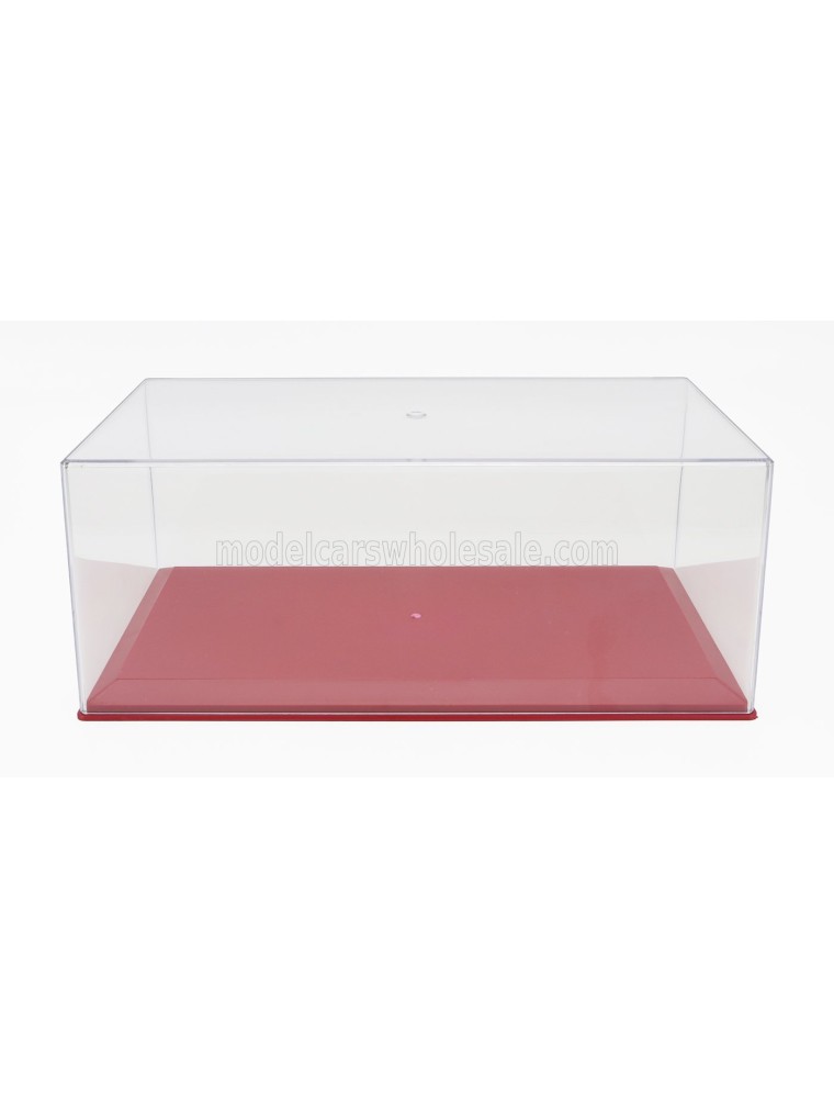 VETRINA DISPLAY BOX - BOX FOR 1/18 BASE IN PLASTICA ROSSA - PLASTIC BASE RED - Lungh.LENGTH cm 33.5 X Largh.WIDTH cm 17.3 X Alt.