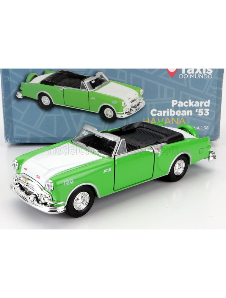 PACKARD - CARIBEAN CABRIOLET TAXI HAVANA CUBA 1953 - DAMAGED CARD BOX - GREEN WHITE - 1/38