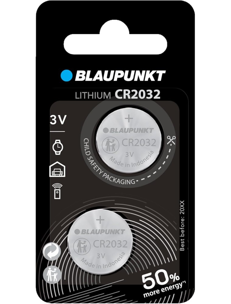 Blaupunkt - Pila bottone Litio Blaupunkt - Blister 2 pezzi CR2032