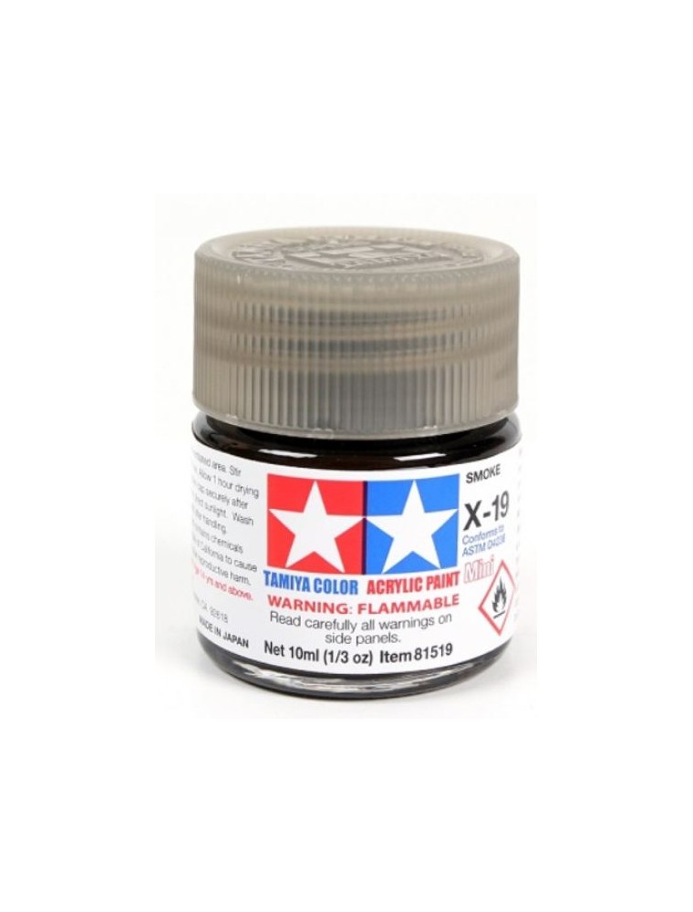 Tamiya - Colore acrilico X-19 Smoke 1pz da 10ml  lucido