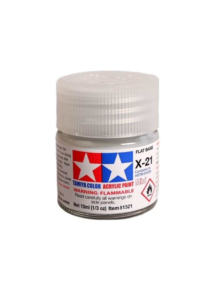 Tamiya - Colore acrilico X-21 Flat Base 1pz da 10ml base opaca