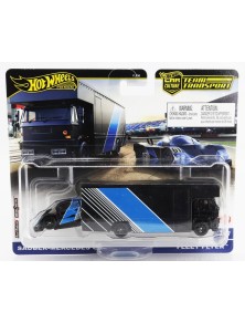 TRUCK - FLEET FLYER CAR TRANSPORTER WITH SAUBER MERCEDES C9 N 61 RACING 1989 - BLACK BLUE