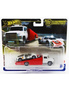 TRUCK - CARRY ON CAR TRANSPORTER WITH PORSCHE 906 CARRERA 6 N 82 RACING 1966 - WHITE RED